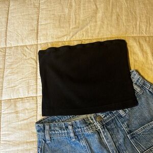 Forever21 Black Ribbed Strapless Top